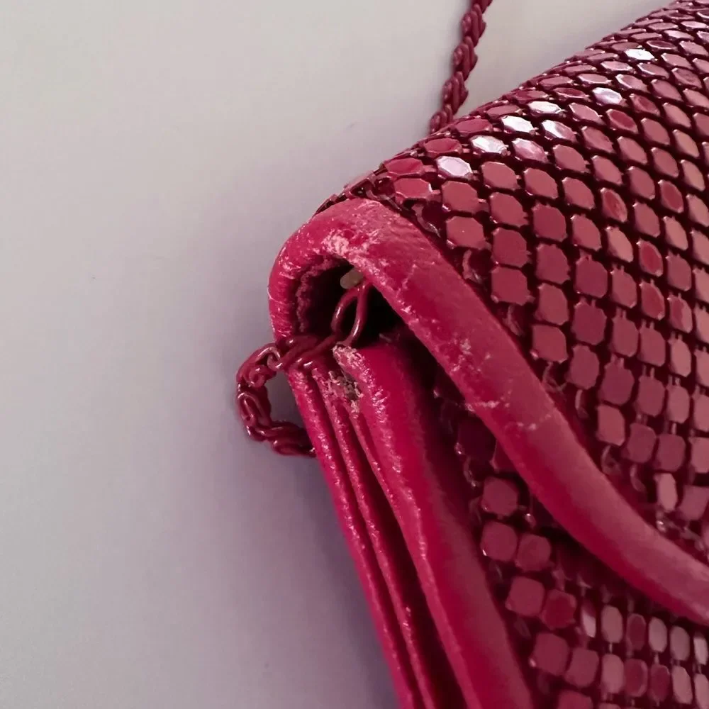 Vintage 1970s Red Metal Mesh Convertible Clutch to Crossbody from Bags by Marlo